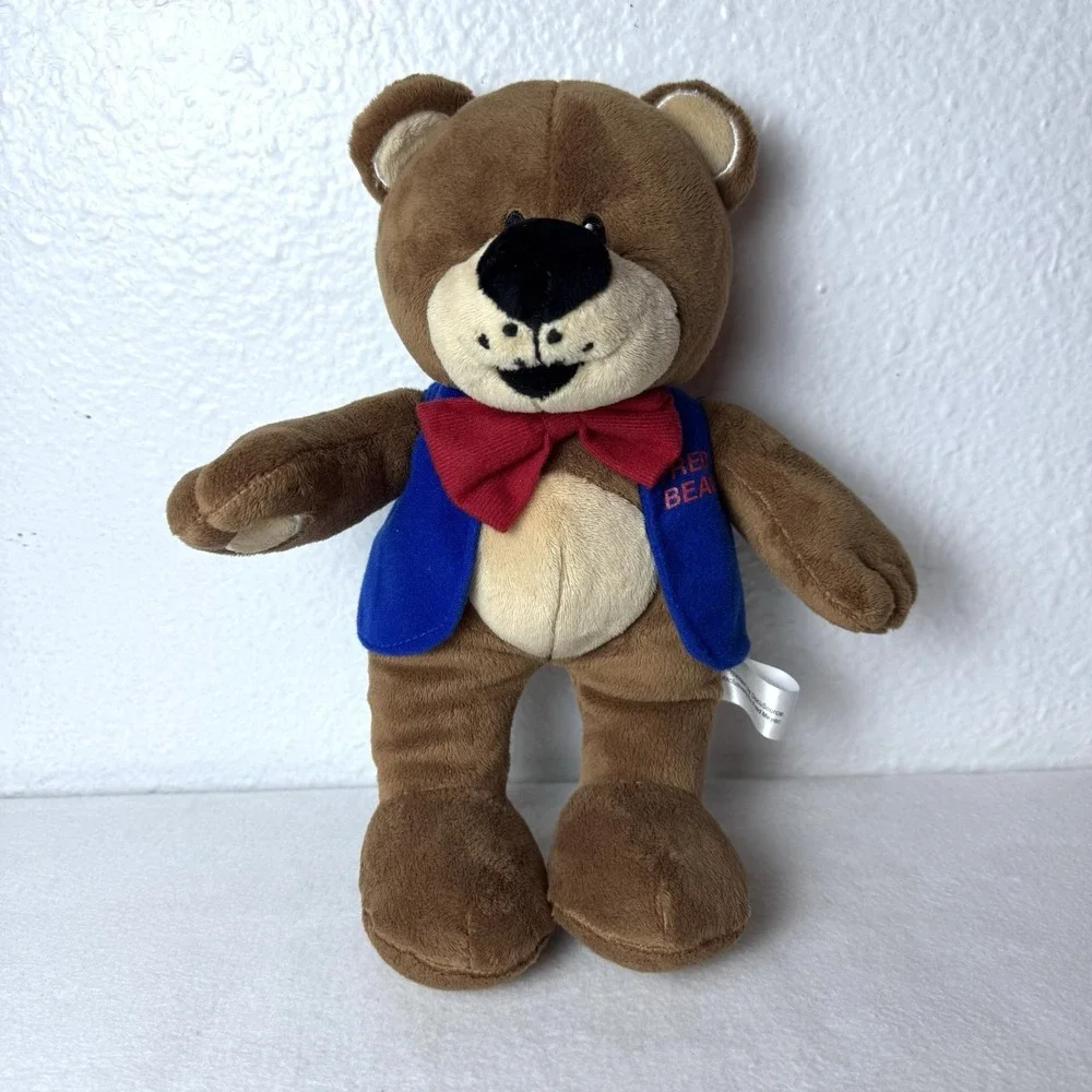 Fred Meyer Bear Plush Stuffed Animal Mascot DocuSource Blue Vest Advertising